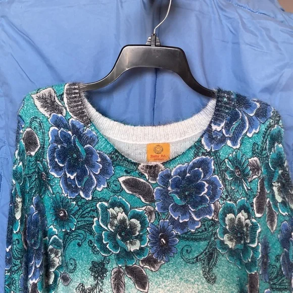 Relisted Ruby Rd sweater floral print ombré fuzzy pullover boho casual office 2X - Picture 16 of 17